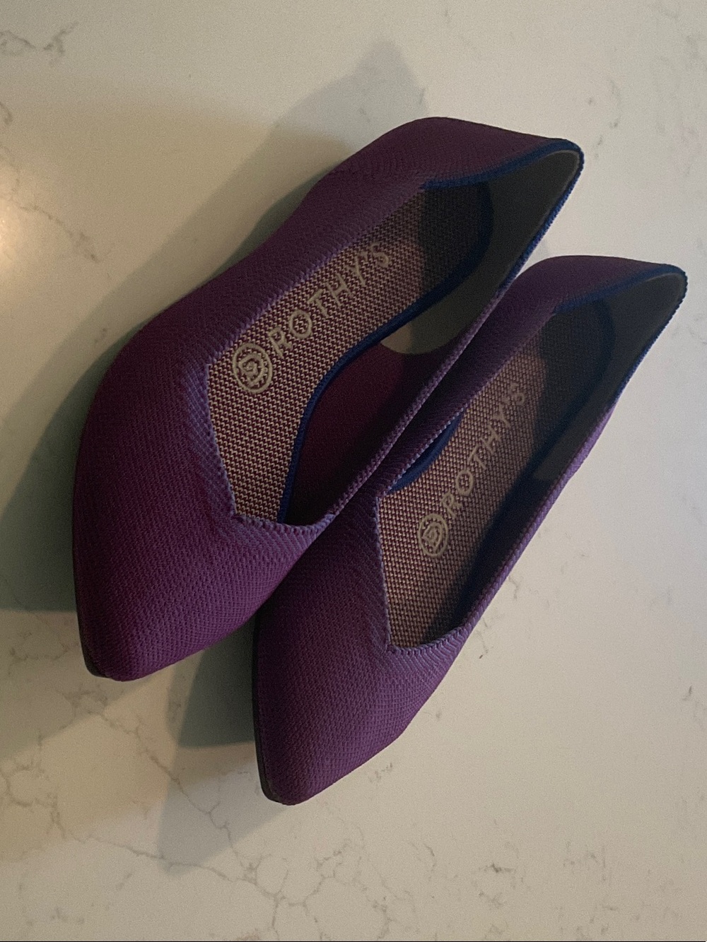 Rothy's Deep Purple Pointed-Toe Knit Flats